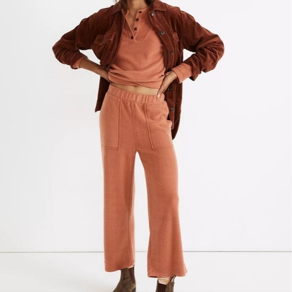 Madewell MWL Cozybrushed Straight Sweatpants Brick Orange Size S